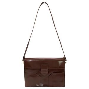 Vintage Yves Saint Laurent Brown Leather Shoulder Bag  Model DE 3133 BR YSL